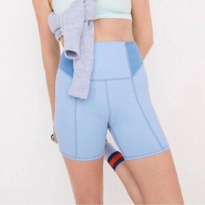 For Love & Lemons Cornflower Blue Dani Color Block Biker Shorts XS NIB NWT